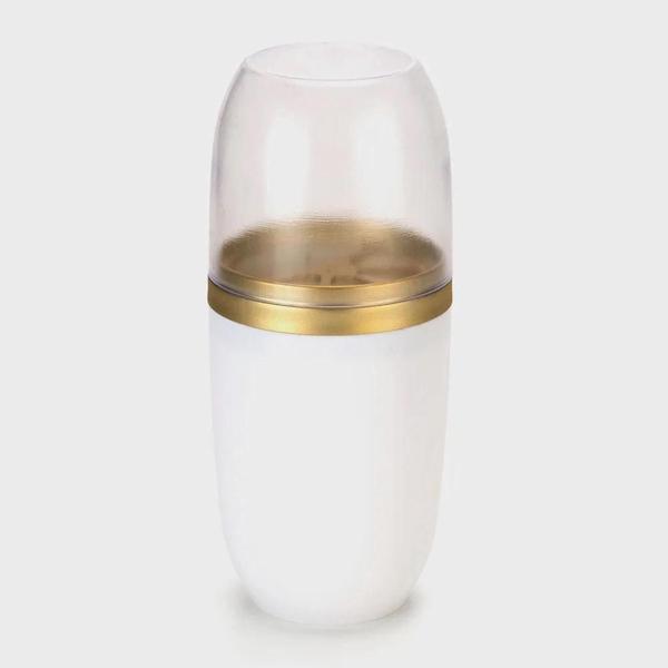 Porta Escova E Pasta Com Tampa Transparente Dourado 500Ml - Arthi Imagem de Porta Escova E Pasta Com Tampa Transparente Dourado 500Ml