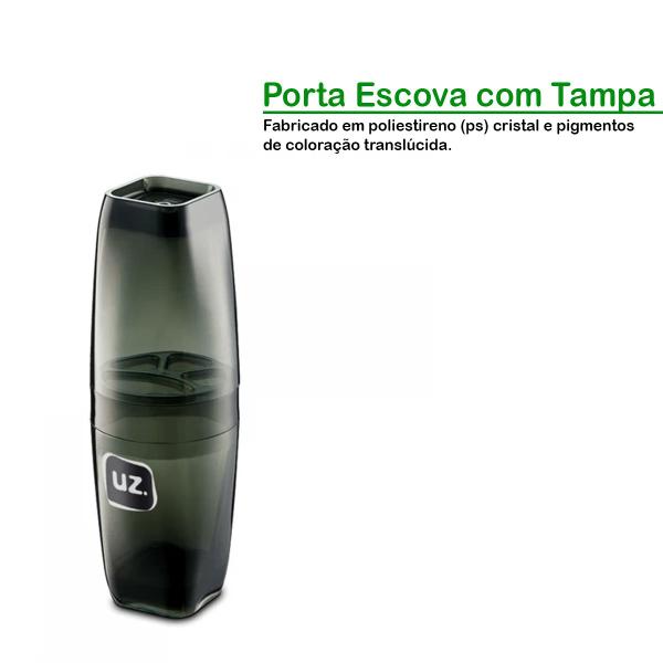 Imagem de Porta Escova Premium Tampa Design Elegante Banheiro Lavabo