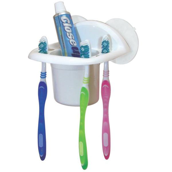Imagem de Porta Escovas De Dentes e Pasta Com Ventosa Banheiro Prático