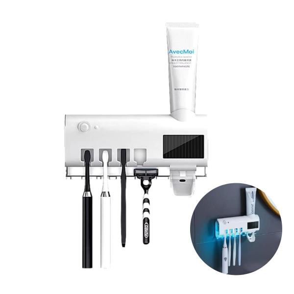 Porta Escovas Dispensador Automático Pasta E Esterilizador - Fss Variedades Imagem de Porta Escovas Dispensador Automático Pasta E Esterilizador