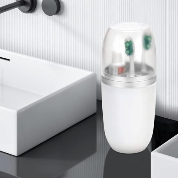 Imagem de Porta Escovas E Ceme Dental Com Tampa Branco E Cromo 500ml