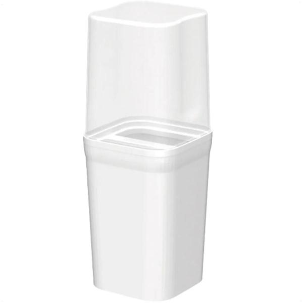 Imagem de Porta Escovas Liso Branco Com Tampa 8X8X20Cm Bpa Free