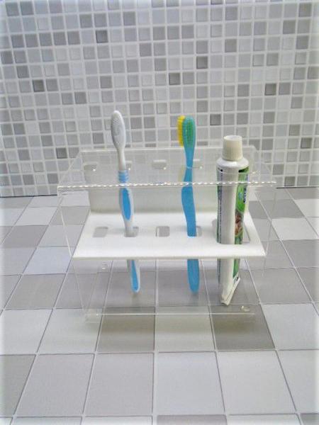 Imagem de Porta escovas transparente para banheiro e lavabo de bancada 