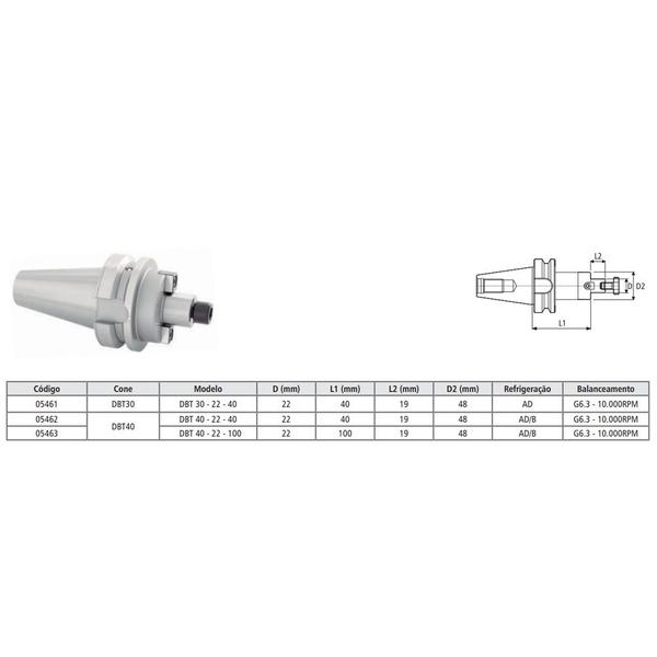 Imagem de Porta Fresa Facear Spindle Duplo Contato - DBT-40-22-40