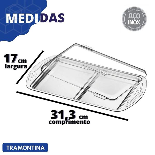 Imagem de Porta Frios Ciclo em Aço Inox Com Tampa e 2 Divisórias Tramontina