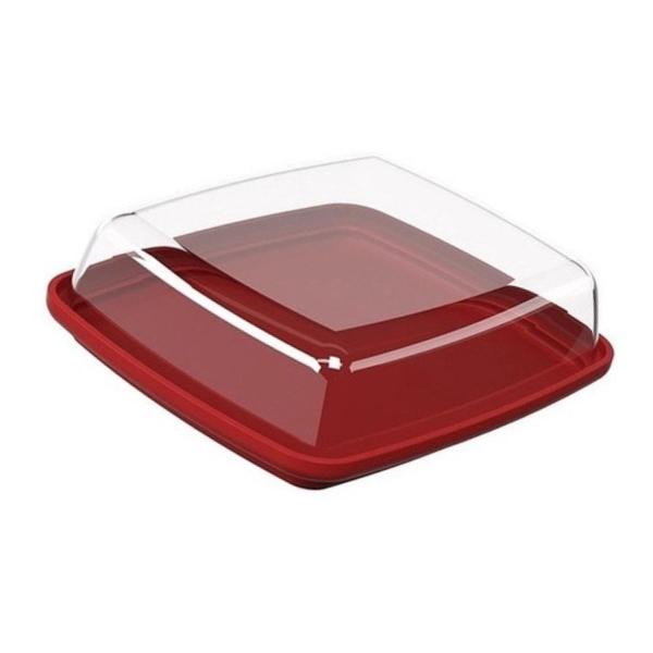 Imagem de Porta Frios Coza Vermelho Com Tampa Transparente