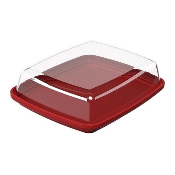 Imagem de Porta Frios Coza Vermelho Com Tampa Transparente