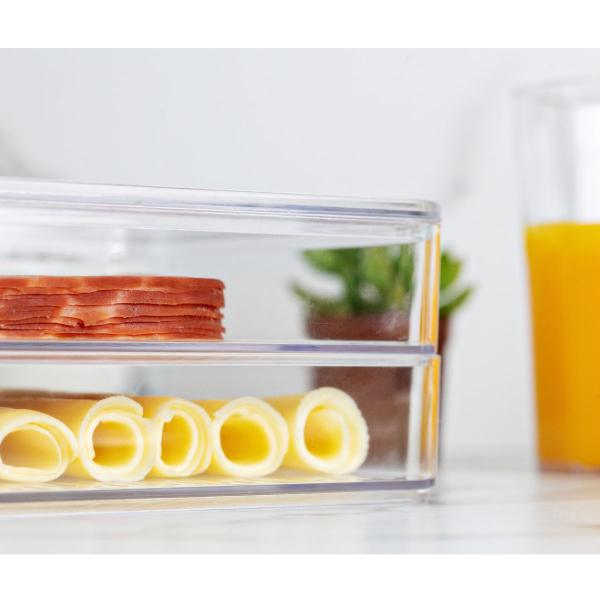 Porta Frios Duplo Transparente Organizador Clear Fresh Porta Queijo E Presunto OU Imagem de Porta Frios Duplo Transparente Organizador Clear Fresh Porta Queijo E Presunto OU