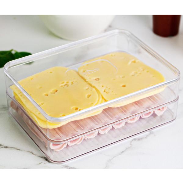 Porta Frios Duplo Transparente Organizador Clear Fresh Porta Queijo E Presunto OU Imagem de Porta Frios Duplo Transparente Organizador Clear Fresh Porta Queijo E Presunto OU