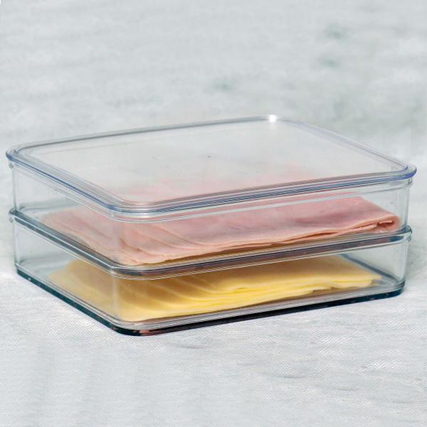 Porta Frios Empilhável Plástico Transparente com Tampa Pote para Presunto e Queijo Duplo Cinquetti Imagem de Porta Frios Empilhável Plástico Transparente com Tampa Pote para Presunto e Queijo Duplo Cinquetti