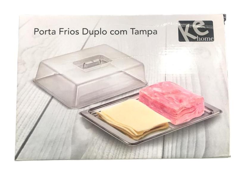 Imagem de Porta Frios Metal Duplo Com Tampa Transparente Kehome