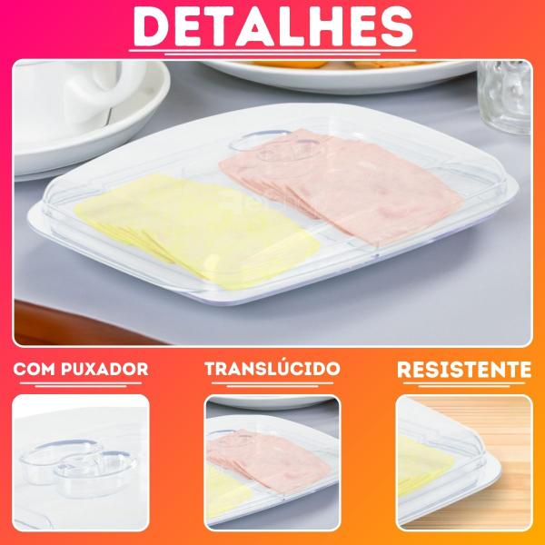 Porta Frios Presunto Queijo Acrílico Resistente Duplo Com Tampa - Paramount Imagem de Porta Frios Presunto Queijo Acrílico Resistente Duplo Com Tampa