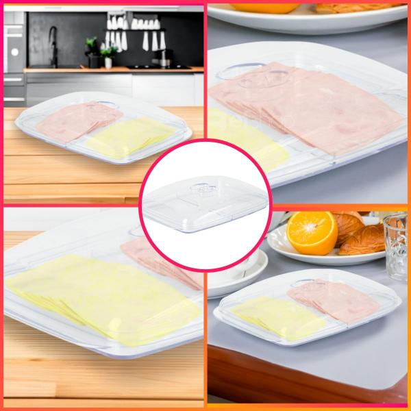 Porta Frios Presunto Queijo Acrílico Resistente Duplo Com Tampa - Paramount Imagem de Porta Frios Presunto Queijo Acrílico Resistente Duplo Com Tampa