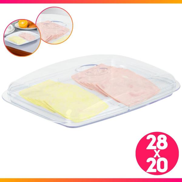 Porta Frios Presunto Queijo Acrílico Resistente Duplo Com Tampa - Paramount Imagem de Porta Frios Presunto Queijo Acrílico Resistente Duplo Com Tampa
