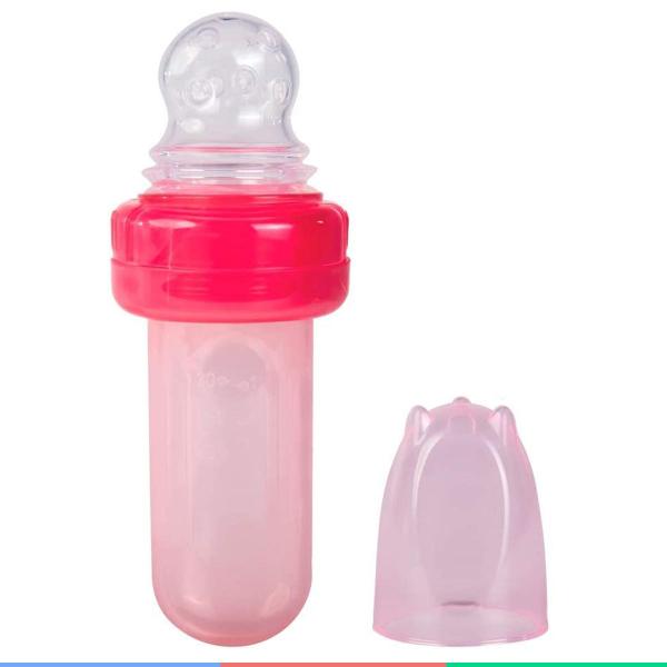 Imagem de Porta Frutinha 30ML Introdução Alimentar Bebe Infantil Autoalimentação +6 Meses Buba Rosa