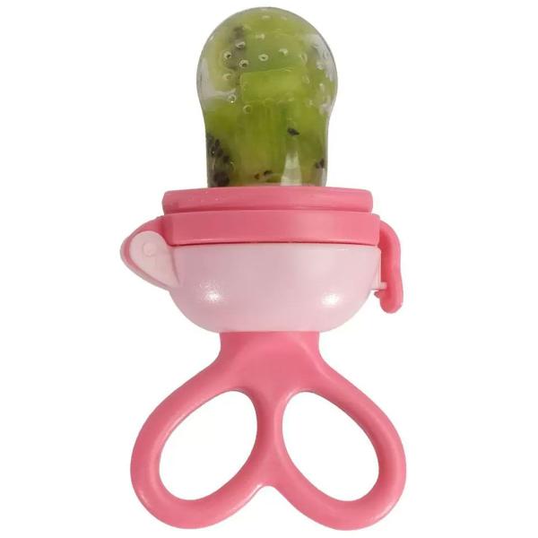 Imagem de Porta Frutinha Chupeta Alimentadora Buba com Sugador em Silicone Rosa