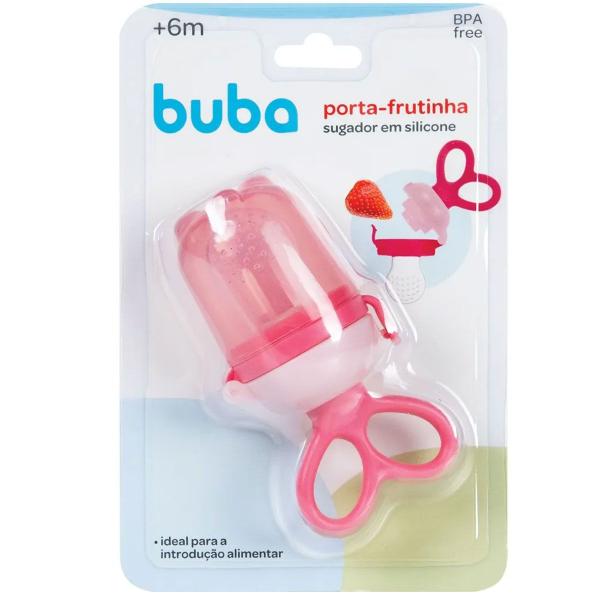 Imagem de Porta Frutinha Chupeta Alimentadora Buba com Sugador em Silicone Rosa