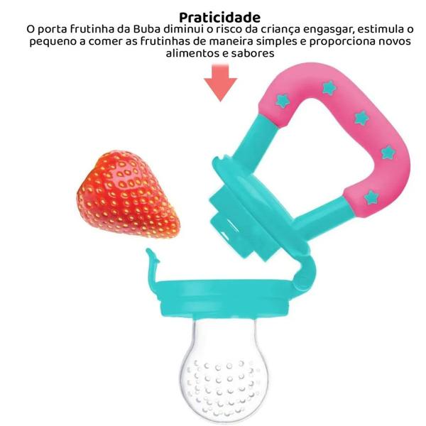 Porta Frutinha com Sugador de Silicone Buba Chupeta Alimentadora Colorida Imagem de Porta Frutinha com Sugador de Silicone Buba Chupeta Alimentadora Colorida