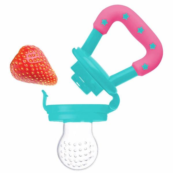 Porta-Frutinha Em Silicone Buba Azul e Rosa Imagem de Porta-Frutinha Em Silicone Buba Azul e Rosa