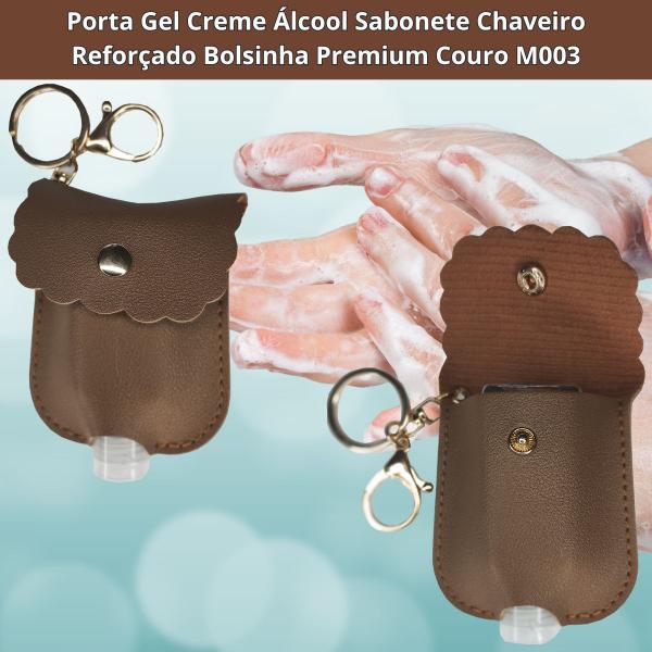Porta Gel Creme Álcool Sabonete Chaveiro Reforçado Bolsinha Premium Couro M003 - Losamores Imagem de Porta Gel Creme Álcool Sabonete Chaveiro Reforçado Bolsinha Premium Couro M003