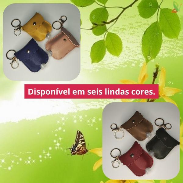 Porta Gel Creme Álcool Sabonete Chaveiro Reforçado Bolsinha Premium Couro M003 - Losamores Imagem de Porta Gel Creme Álcool Sabonete Chaveiro Reforçado Bolsinha Premium Couro M003