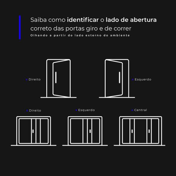 Imagem de Porta Giro Lambril 0,95m x 2,10m Direita em Alumínio Branco  Vitrolar