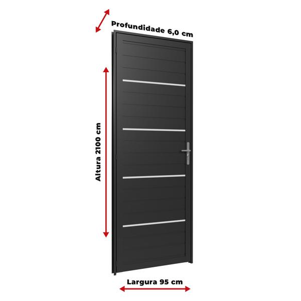 Imagem de Porta Giro Lambril 0,95m x 2,10m Direita em Alumínio Preto Com Friso  Vitrolar