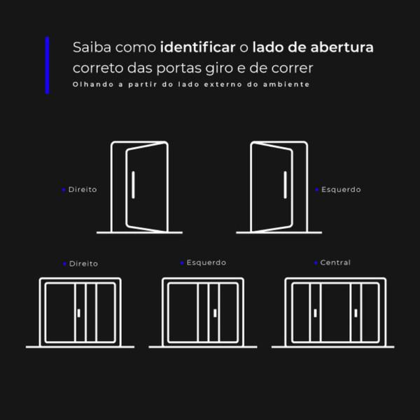 Imagem de Porta Giro Social Lambril Sem Frisos com Maçaneta Em Alumínio Branca - Direita Branco