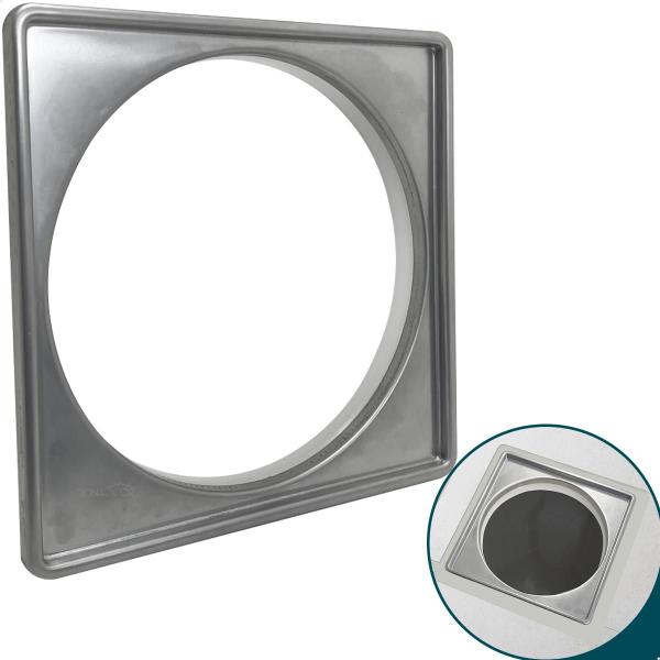 Imagem de Porta Grelha 15x15 Aço Inox 304 Caixilho Suporte Para Ralo Quadrado Box Banheiro Lavanderia Ralo 15cm Para Quintal Sacada