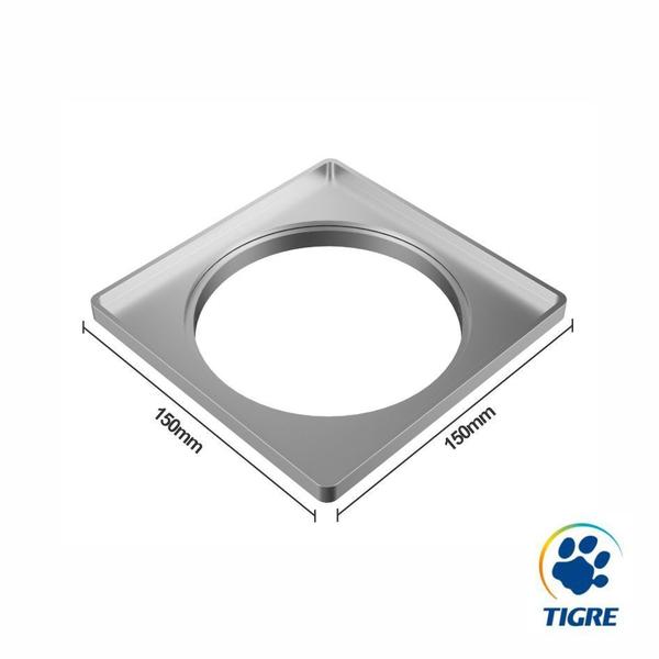 Imagem de Porta Grelha Tigre Quadrado Cinza 150mm P/ Caixa Ralo