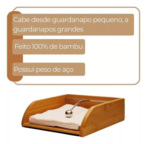 Imagem de Porta Guardanapo Bambu Com Peso Cancum Lanchonete Bar Mesa