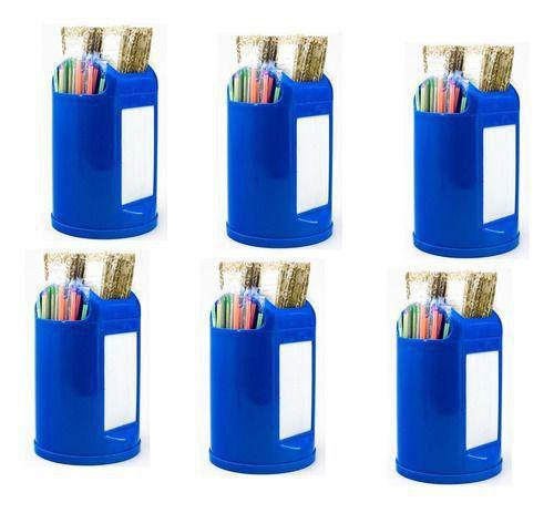 Imagem de Porta Guardanapo Canudo Sache Lanchonete Kit 6 Pcs Cores - Azul