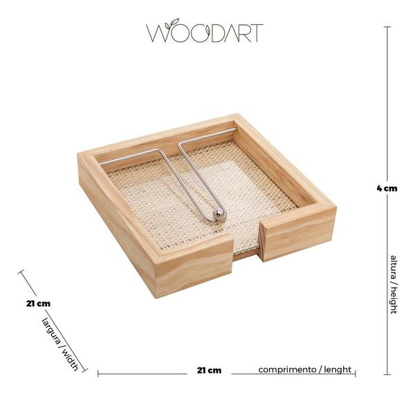 Imagem de Porta Guardanapo de Madeira Pinus com Sisal 21x21cm