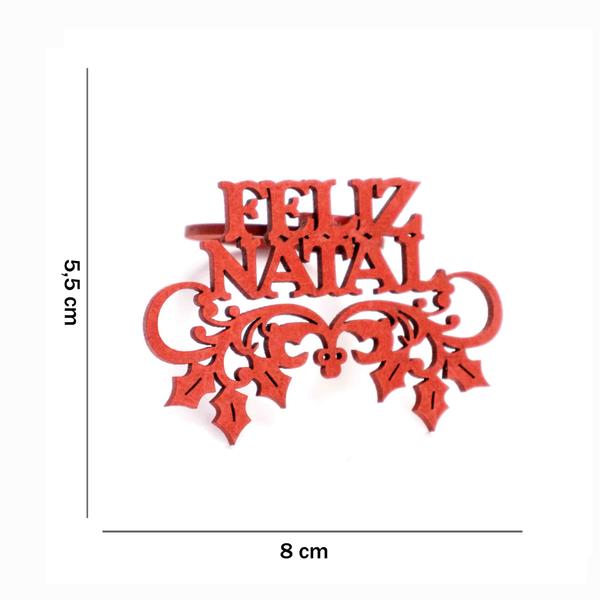 Imagem de Porta Guardanapo Feliz Natal MDF Vermelho 5,5x8cm - D'Rossi