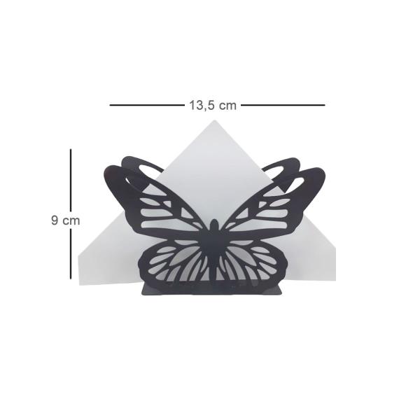 Imagem de Porta guardanapo metal borboleta mesa luxo - preto