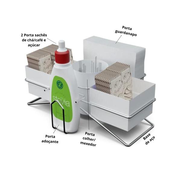 Imagem de Porta Guardanapo Organizador de Sachês Açúcar Chá E Café Adoçante