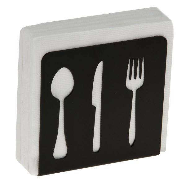 Imagem de Porta Guardanapo Preto Acrílico Decorativo Talheres de Mesa 14cm Gourmet Zarg