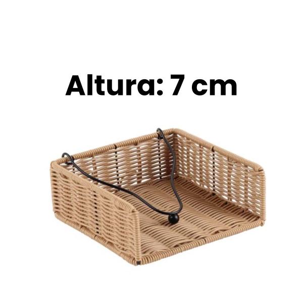 Imagem de Porta Guardanapo Quadrado de Mesa Posta Acabamento Em Rattan