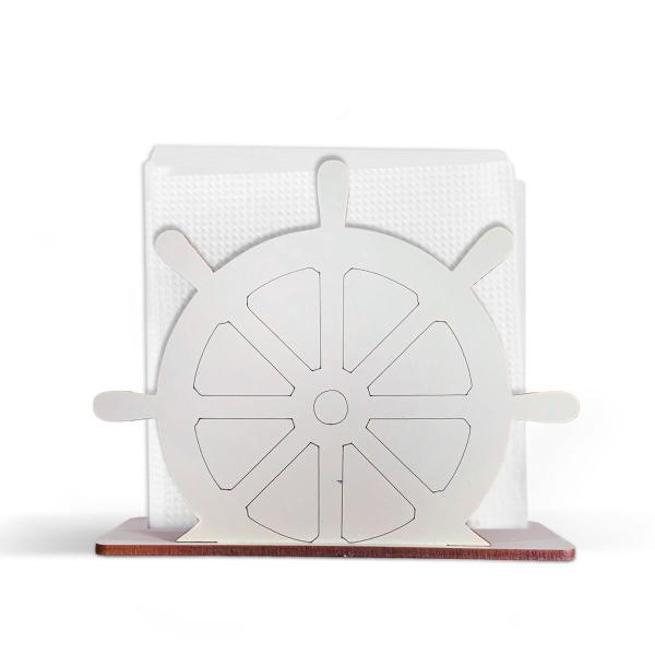 Imagem de Porta Guardanapo Roda Leme Navio Marinheiro Mdf 12cm Kit 30