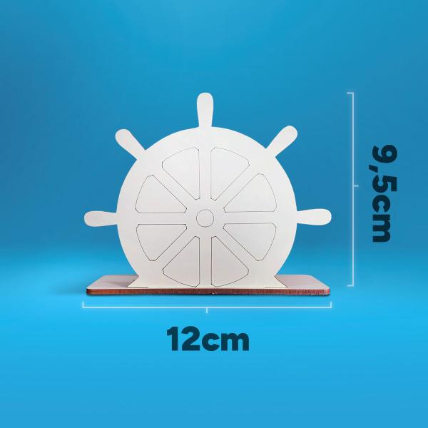 Imagem de Porta Guardanapo Roda Leme Navio Marinheiro Mdf 12cm Kit 45