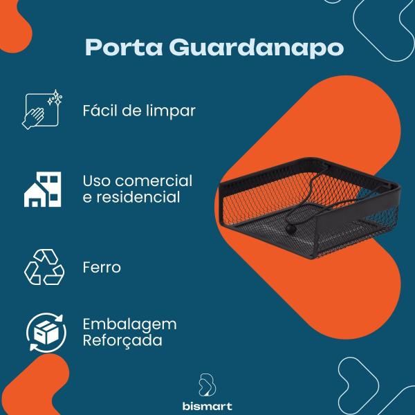 Imagem de Porta Guardanapos Papel Toalha Preto Aramado Quadrado