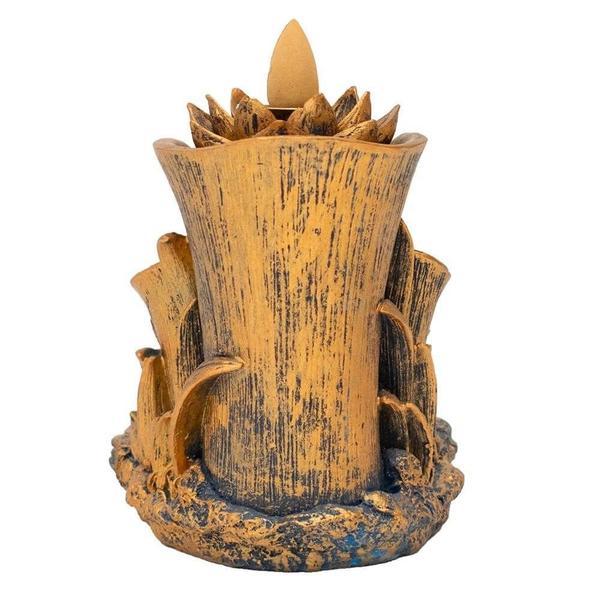 Imagem de Porta Incenso Buda Ganesha Prosperidade Flor Lótus 16Cm