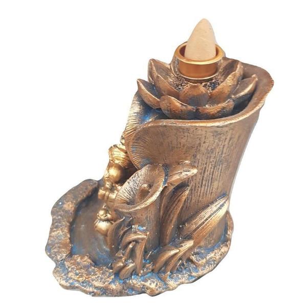 Imagem de Porta Incenso Buda Ganesha Prosperidade Flor Lótus 16Cm