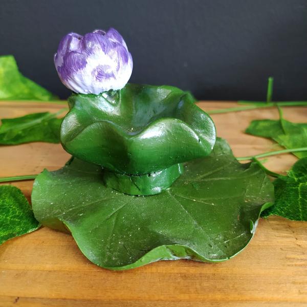 Imagem de Porta incenso cascata em resina lotus verde 7cm