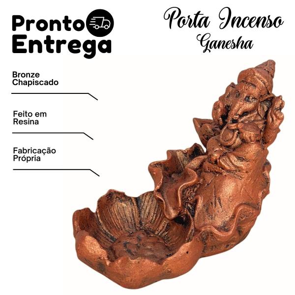 Imagem de Porta Incenso De Pedra Ganesha Em Resina Meditação