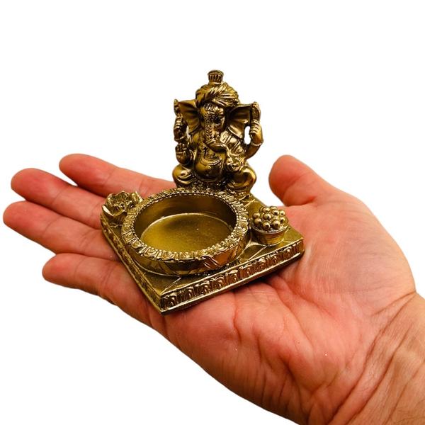 Imagem de Porta Incenso Incensário Porta Vela Ganesha Ouro Velho