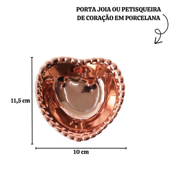 Imagem de Porta joia e petisqueira de coração em porcelana 10x11.5cm