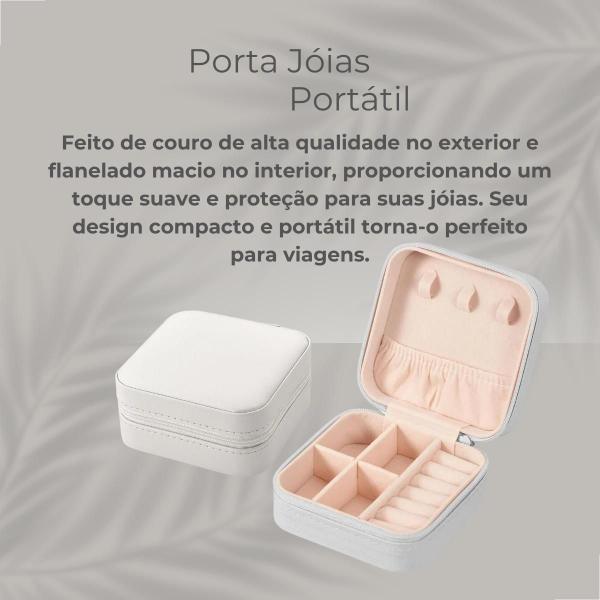 Imagem de Porta Jóias Anel Portátil Viagem Estojo Maleta Couro Branco