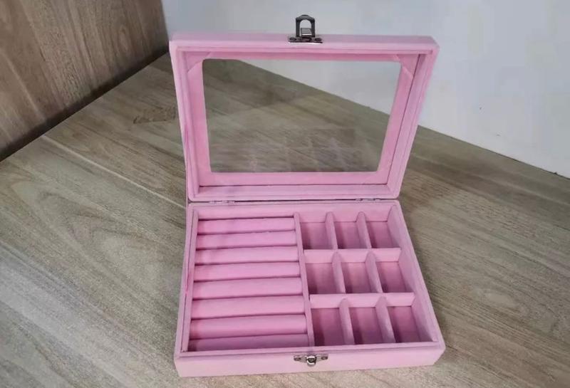 Imagem de Porta jóias grande feminino veludo porta jóias grande feminino veludo cor:bege