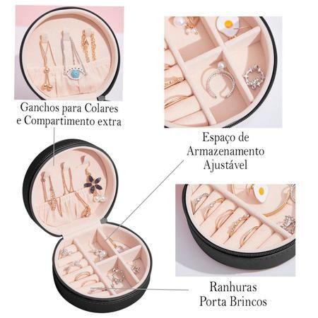 Imagem de Porta joias redondo elegante compacto com zíper